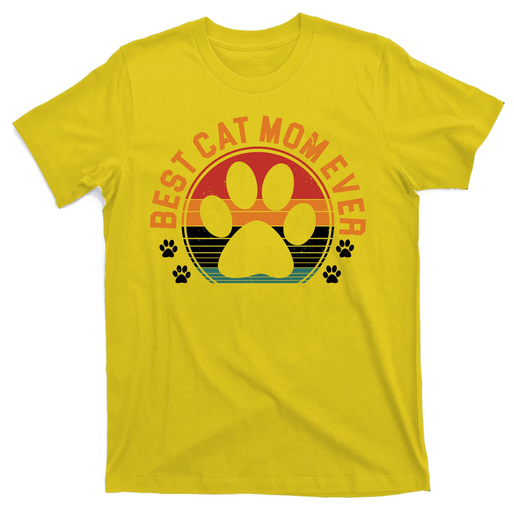 Best Cat Mom Ever Retro Sunset T-Shirt