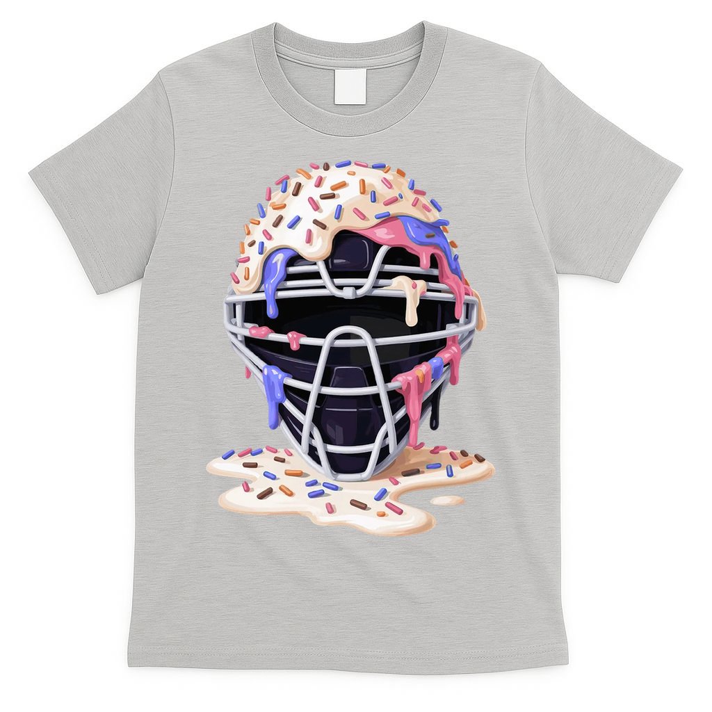 Baseball Catcher Mask Ice Cream Dripping Fan T-Shirt