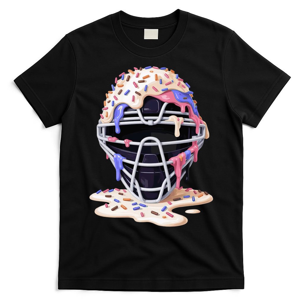 Baseball Catcher Mask Ice Cream Dripping Fan T-Shirt