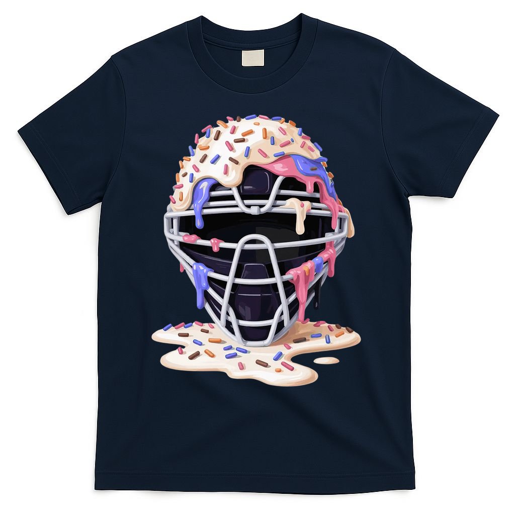 Baseball Catcher Mask Ice Cream Dripping Fan T-Shirt