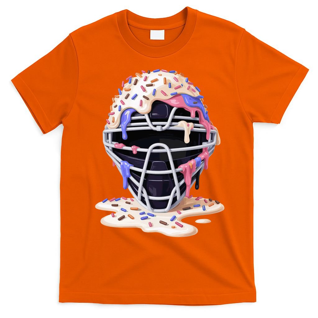 Baseball Catcher Mask Ice Cream Dripping Fan T-Shirt