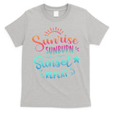 Beach Camping Sunrise Sunburn Sunset Repeat Summer Vacation T-Shirt