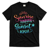 Beach Camping Sunrise Sunburn Sunset Repeat Summer Vacation T-Shirt