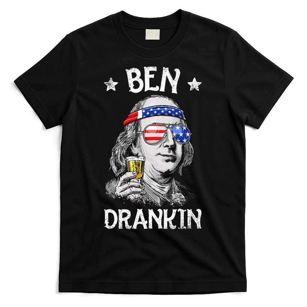 Ben Drankin 4th Of July Benjamin Franklin Usa Flag T-Shirt