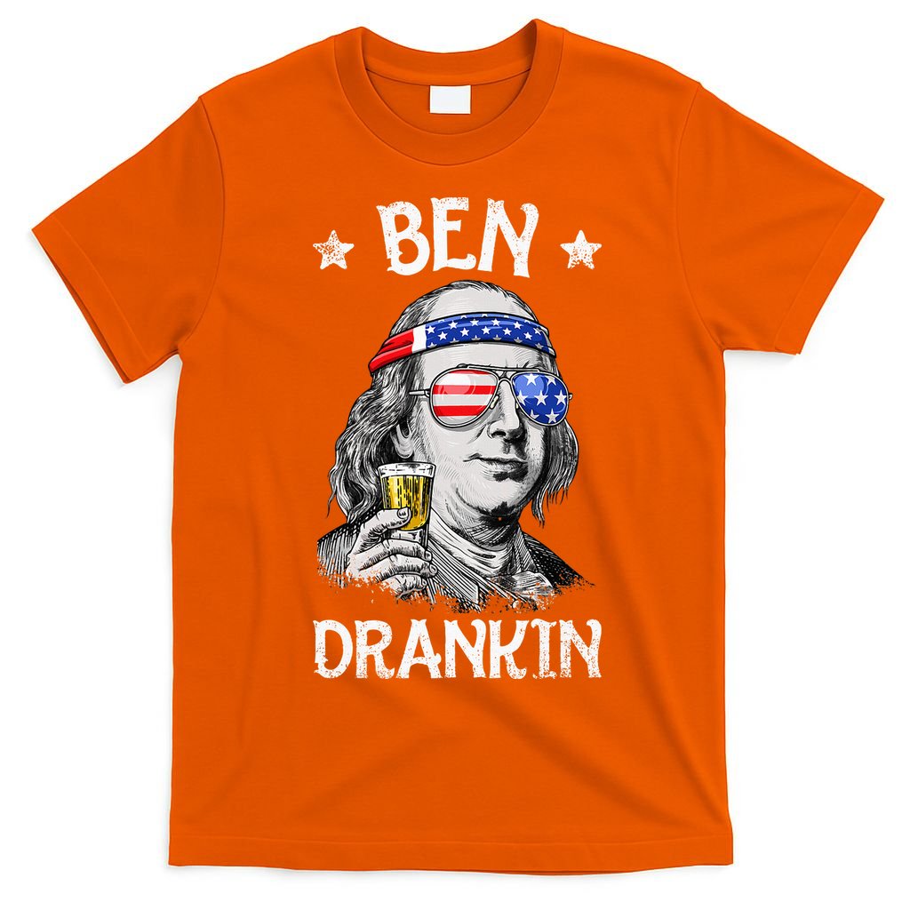 Ben Drankin 4th Of July Benjamin Franklin Usa Flag T-Shirt