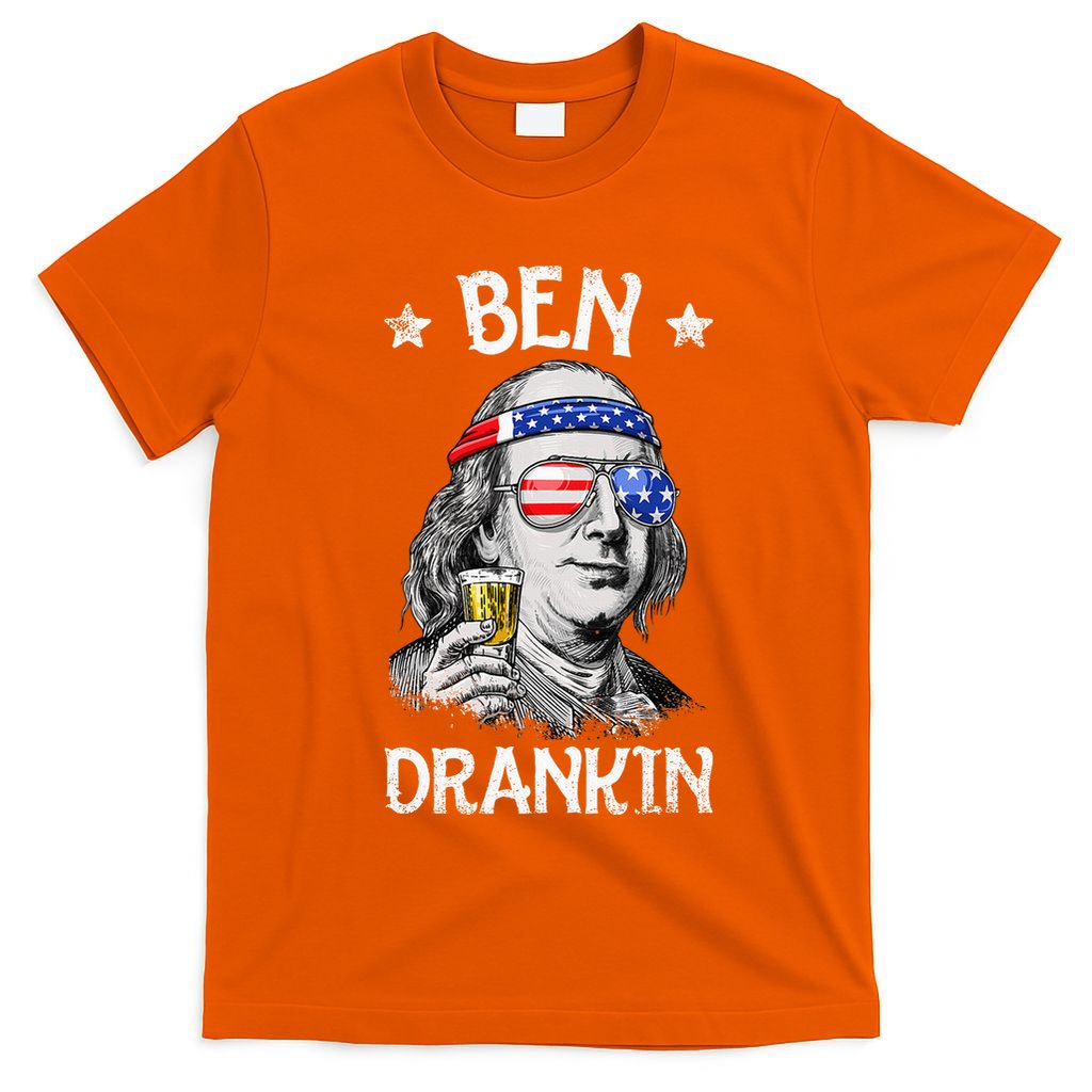 Ben Drankin 4th Of July Benjamin Franklin Usa Flag T-Shirt