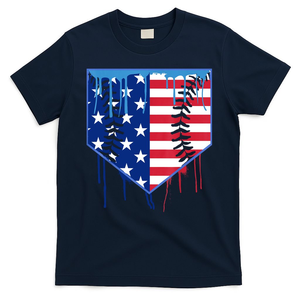 Baseball Drip Boys Ice Cream Patriotic American Flag T-Shirt