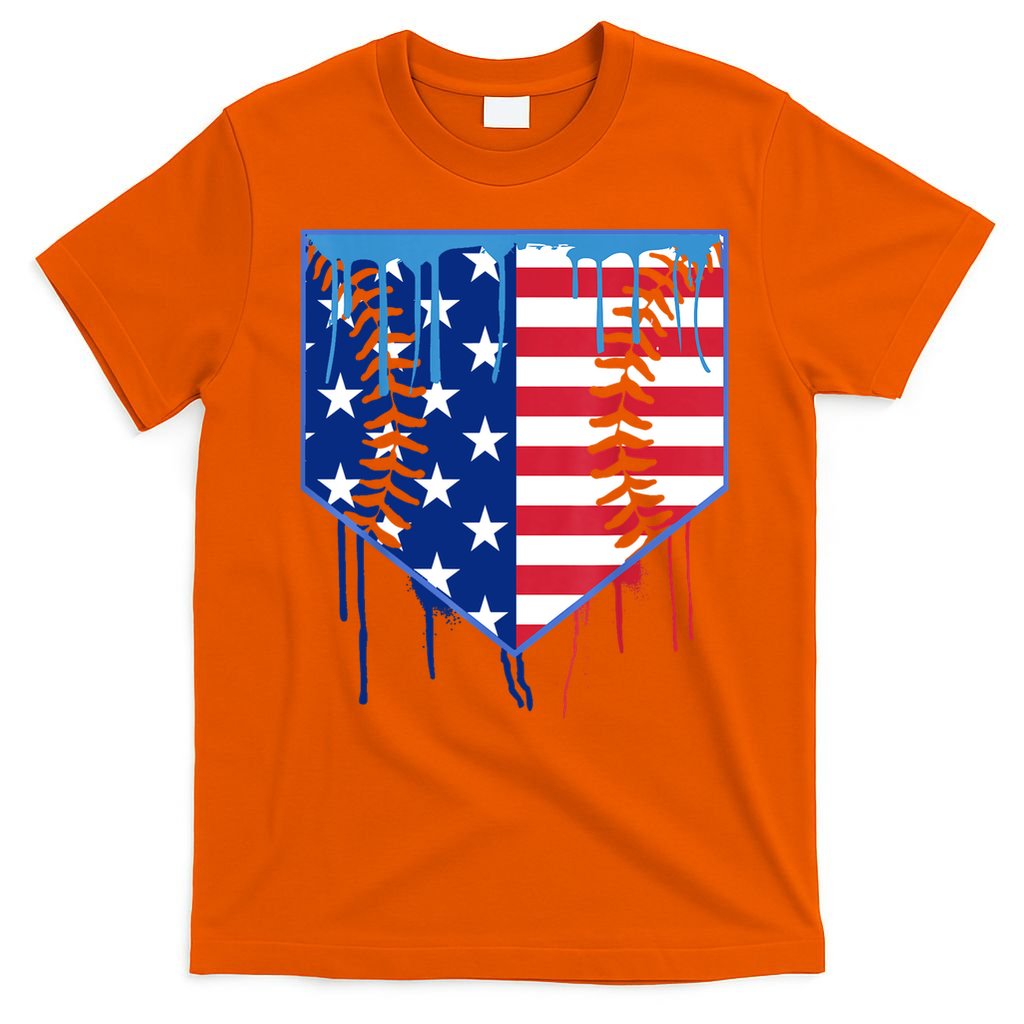 Baseball Drip Boys Ice Cream Patriotic American Flag T-Shirt