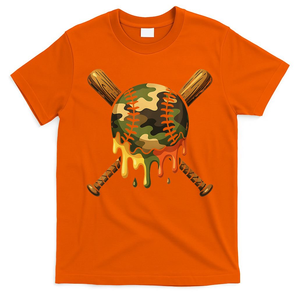 Baseball Drip Camo Baseball Ice Cream Dripping Game Day T-Shirt