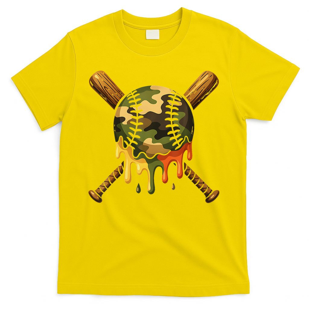 Baseball Drip Camo Baseball Ice Cream Dripping Game Day T-Shirt