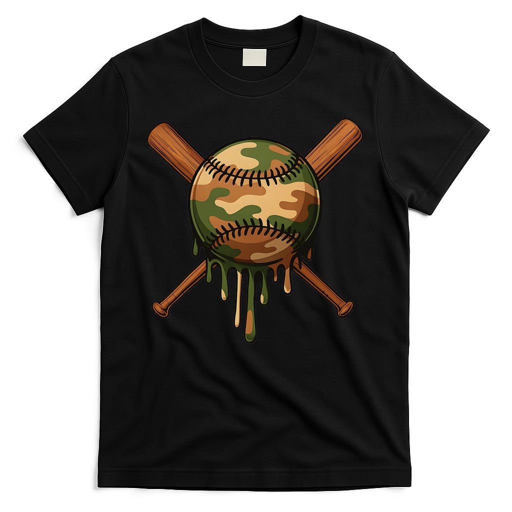 Baseball Drip Camo Home Plate Sports Cool Game Day Drip T-Shirt