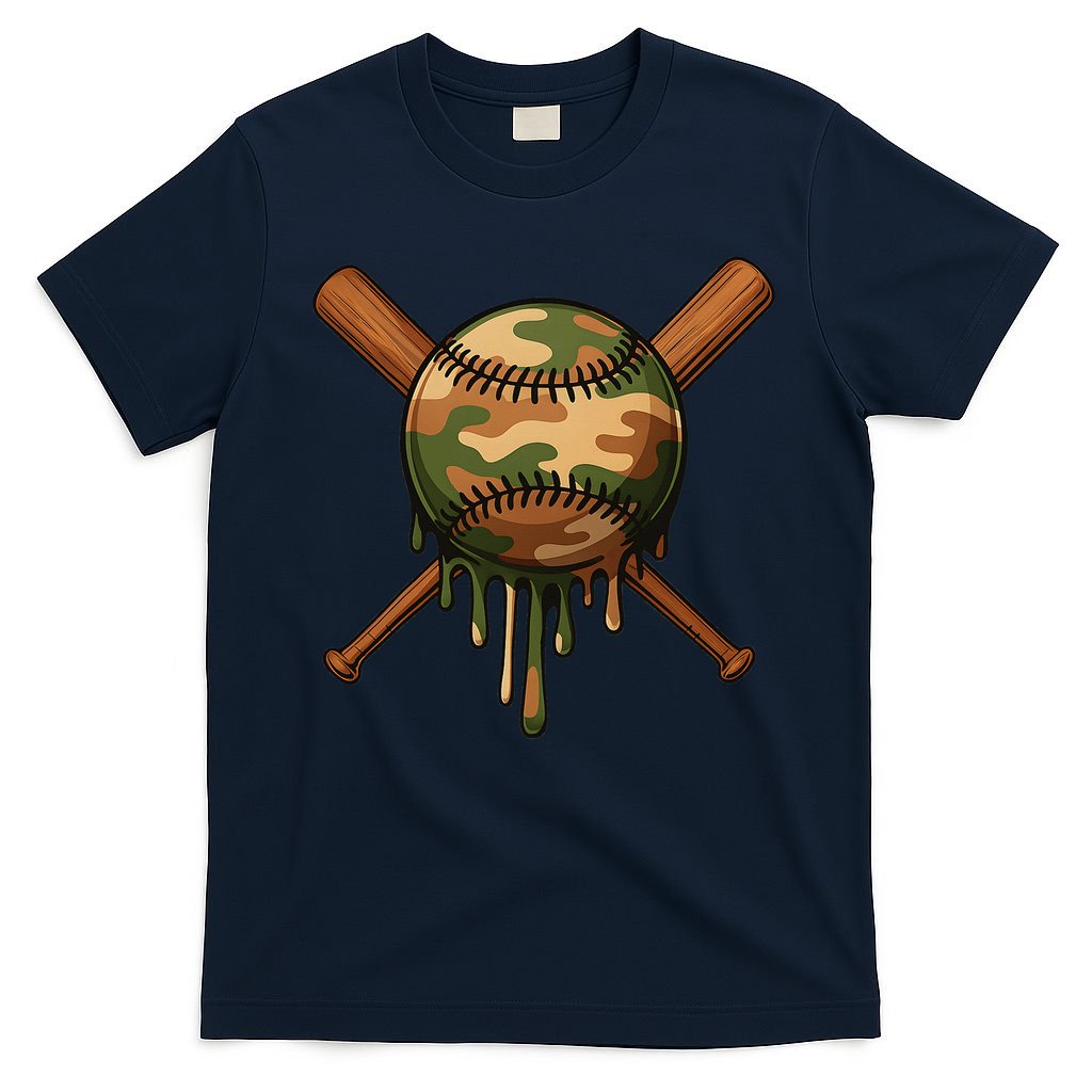 Baseball Drip Camo Home Plate Sports Cool Game Day Drip T-Shirt
