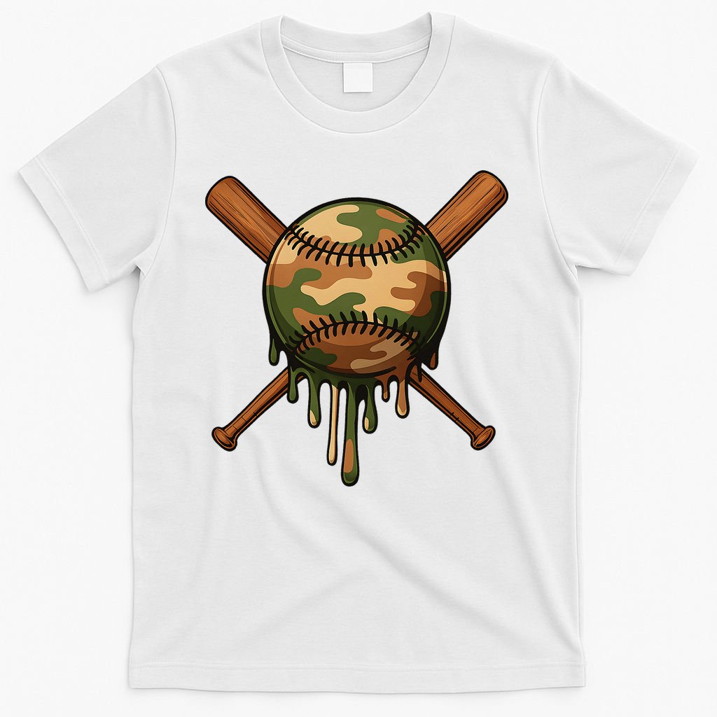 Baseball Drip Camo Home Plate Sports Cool Game Day Drip T-Shirt