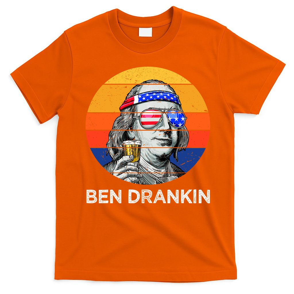 Ben Drankin Drinking Funny 4th Of July USA Merica America T-Shirt