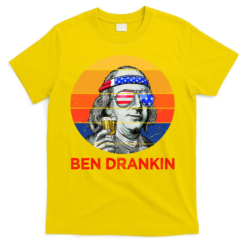 Ben Drankin Drinking Funny 4th Of July USA Merica America T-Shirt