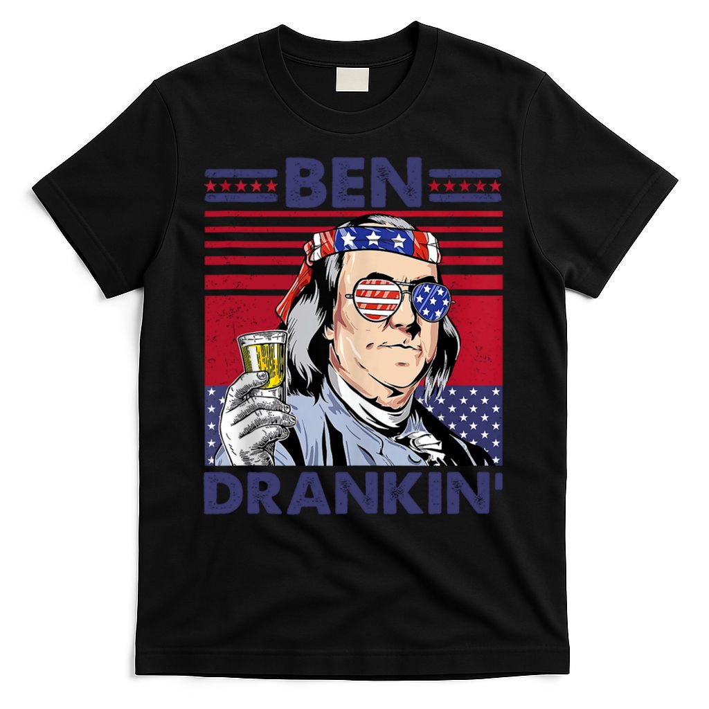 Ben Drankin Funny 4th Of July Drinking Presidents T-Shirt