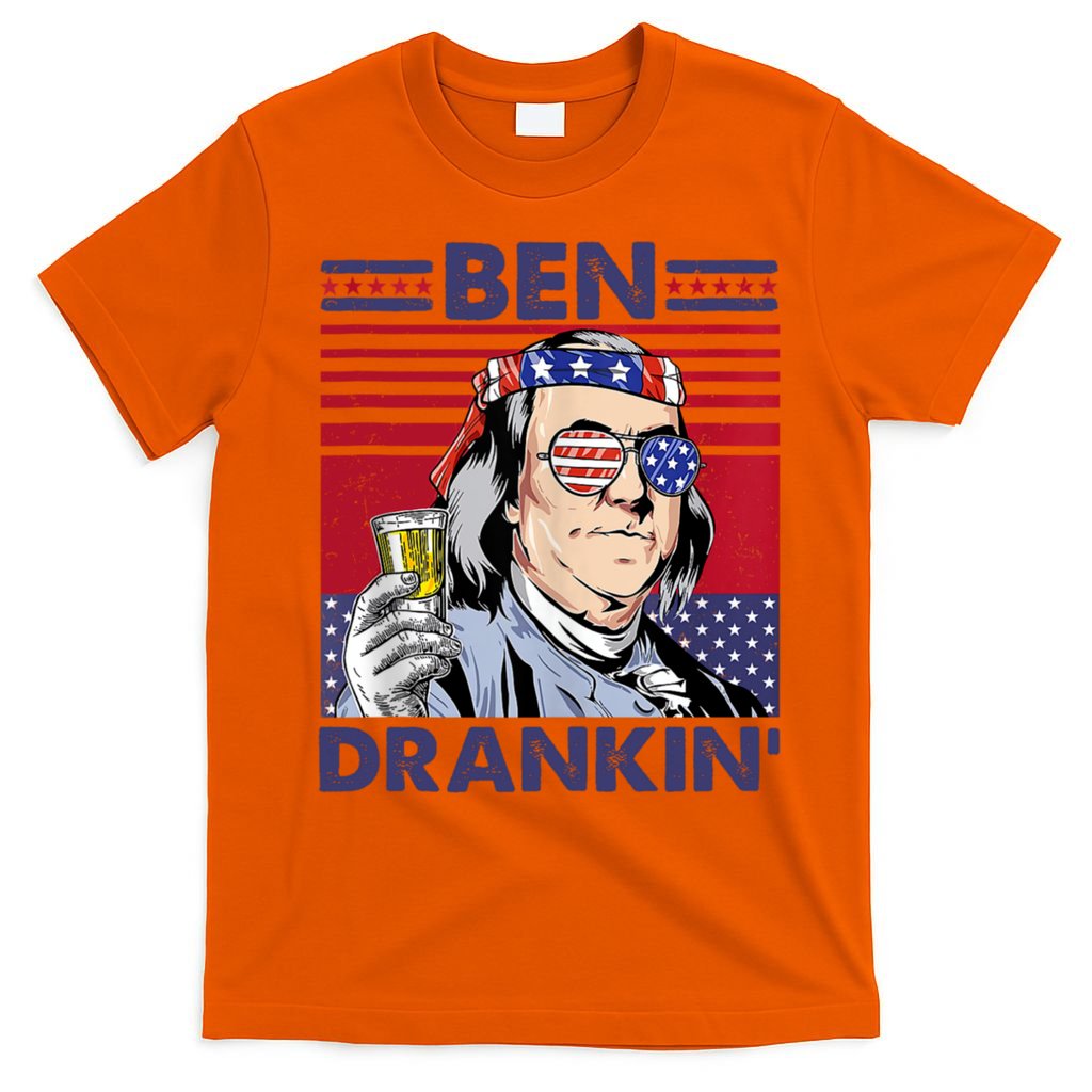 Ben Drankin Funny 4th Of July Drinking Presidents T-Shirt