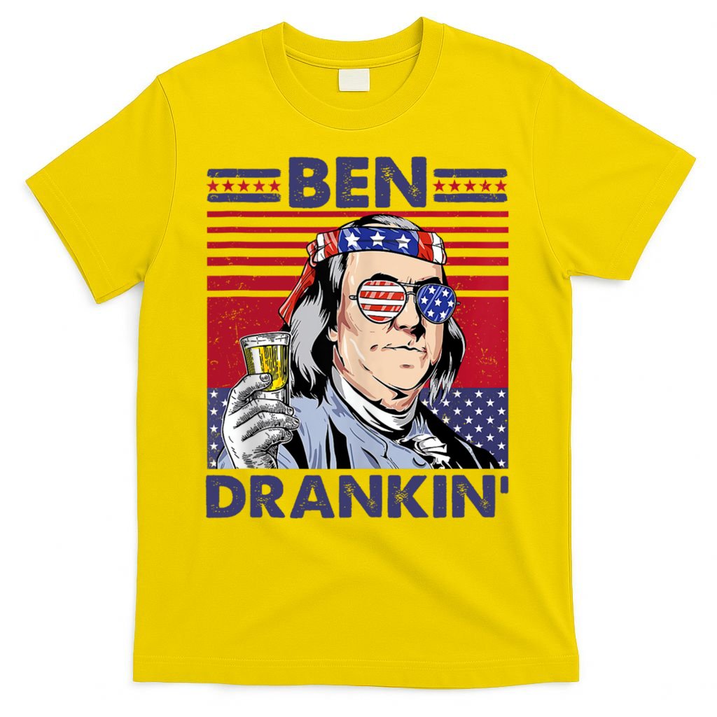 Ben Drankin Funny 4th Of July Drinking Presidents T-Shirt