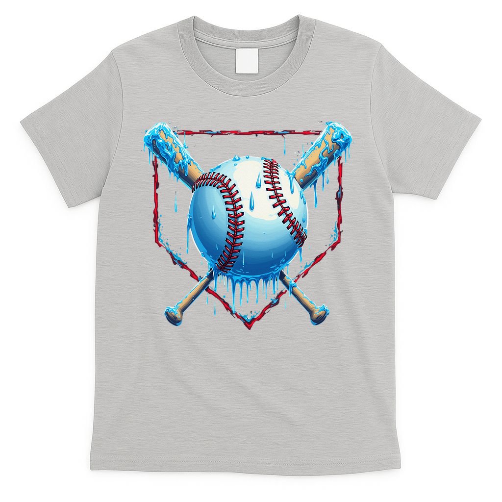 Baseball Drip For Home Plate Ice Cream Drip Funny T-Shirt