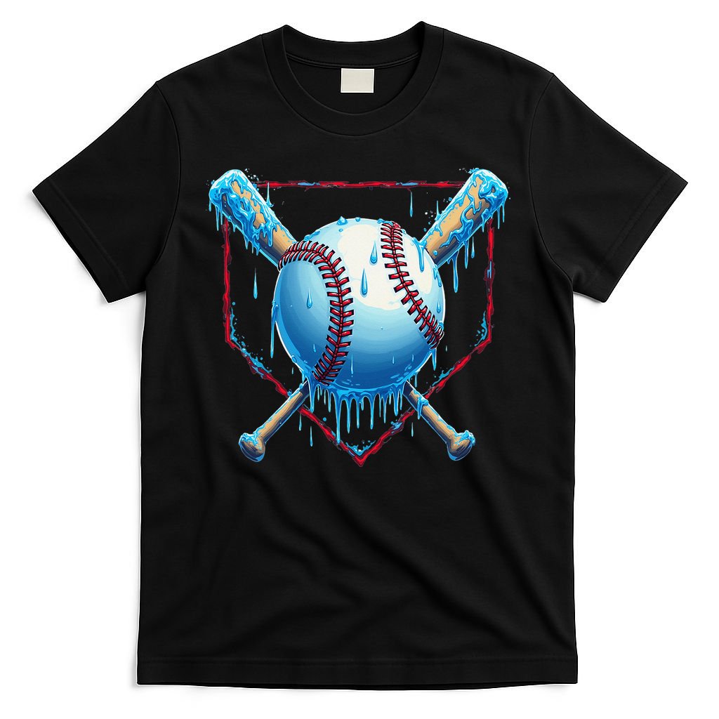 Baseball Drip For Home Plate Ice Cream Drip Funny T-Shirt