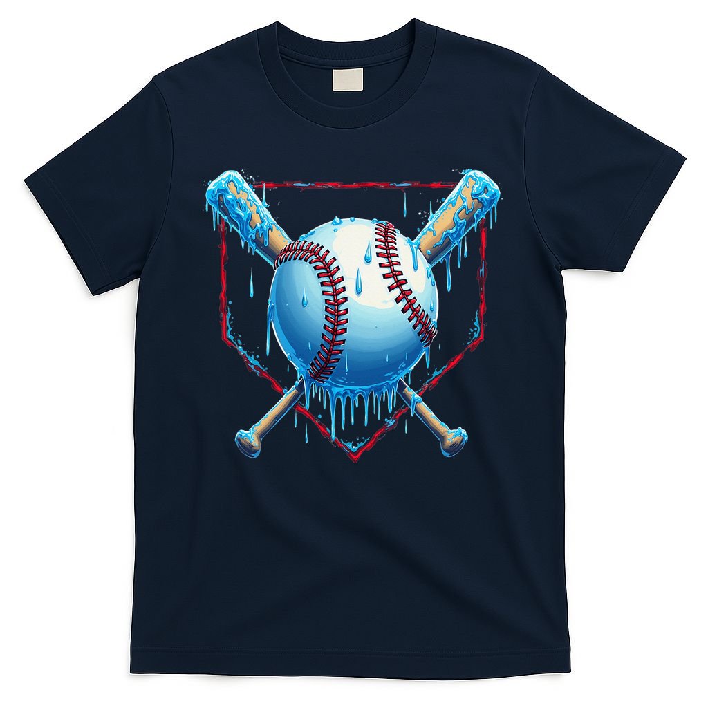 Baseball Drip For Home Plate Ice Cream Drip Funny T-Shirt