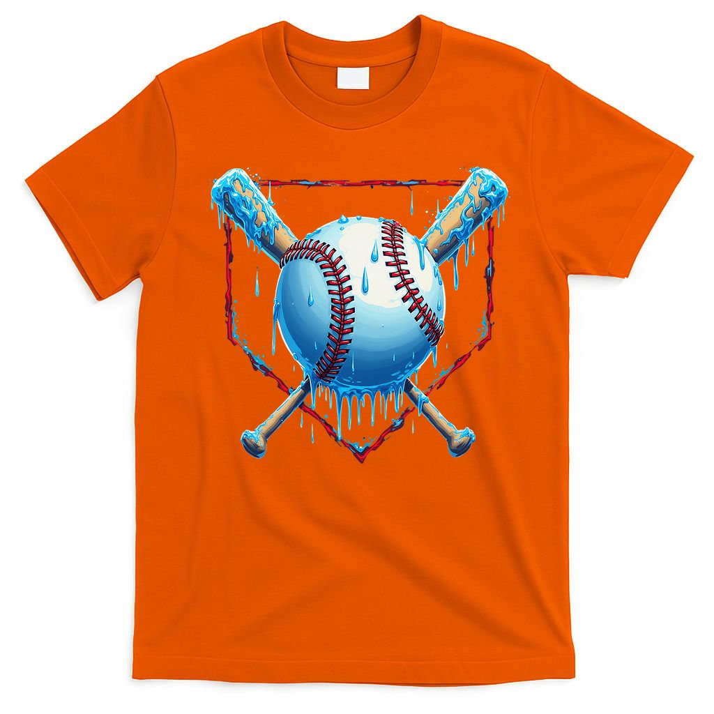 Baseball Drip For Home Plate Ice Cream Drip Funny T-Shirt