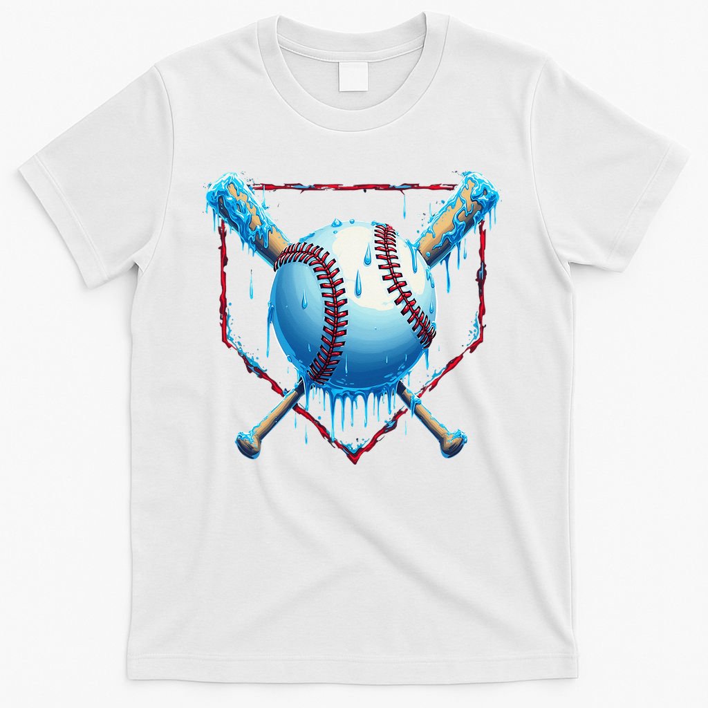 Baseball Drip For Home Plate Ice Cream Drip Funny T-Shirt