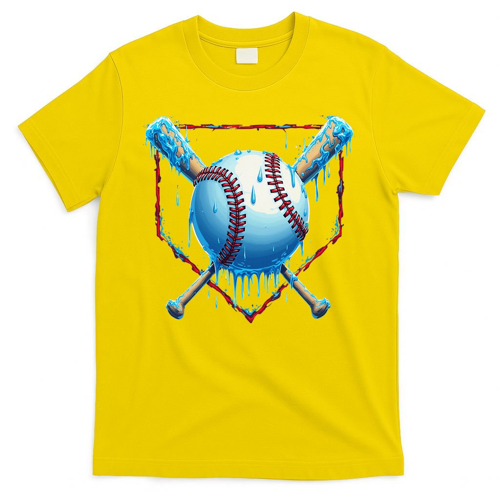 Baseball Drip For Home Plate Ice Cream Drip Funny T-Shirt