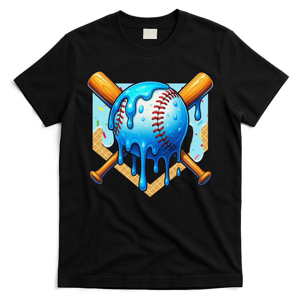 Baseball Drip For Ice Cream Drip Baseball T-Shirt