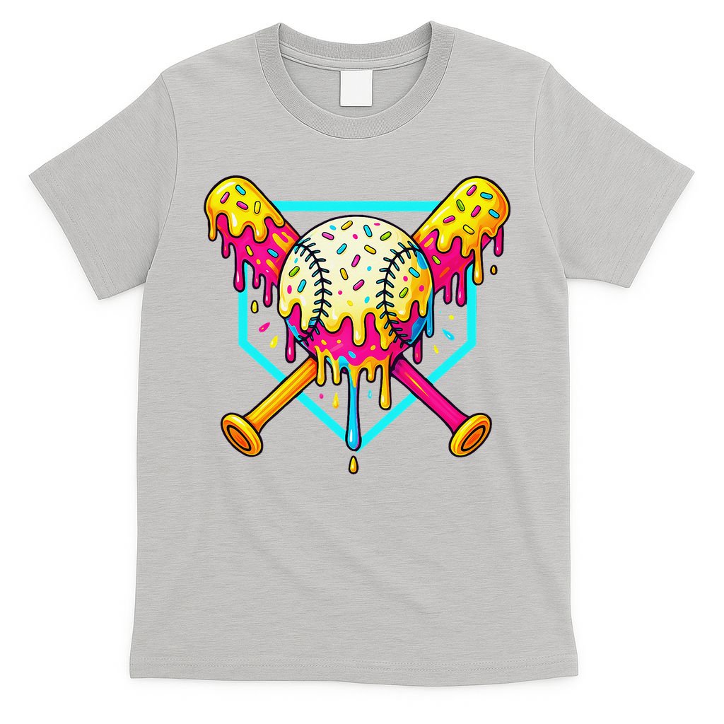 Baseball Drip For Home Plate Ice Cream Drip Sport T-Shirt