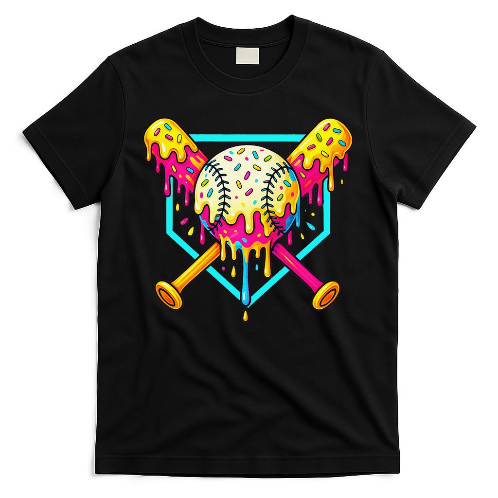 Baseball Drip For Home Plate Ice Cream Drip Sport T-Shirt