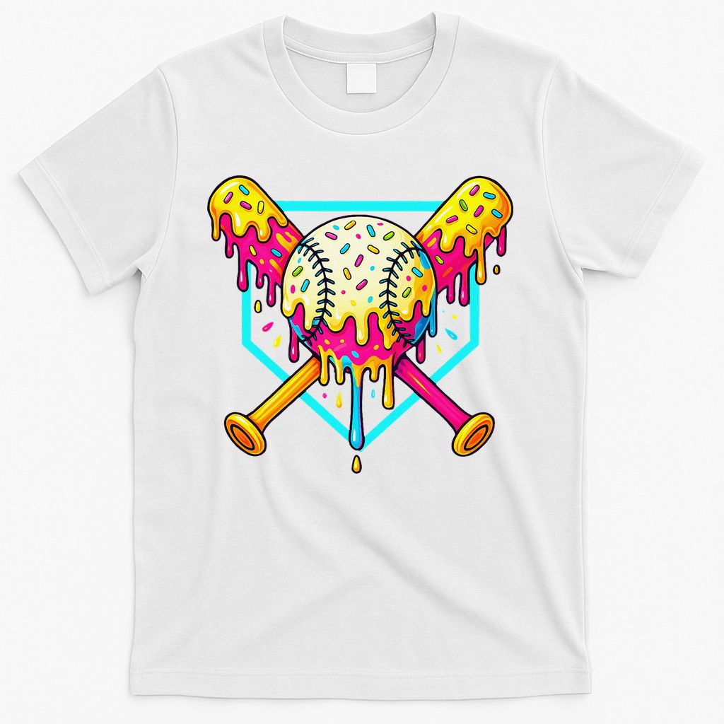 Baseball Drip For Home Plate Ice Cream Drip Sport T-Shirt