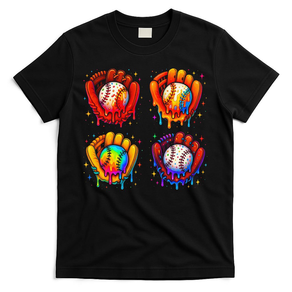 Baseball Drip Gloves Sweet Ice Cream Sprinkles T-Shirt