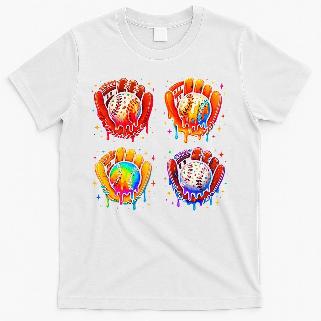 Baseball Drip Gloves Sweet Ice Cream Sprinkles T-Shirt