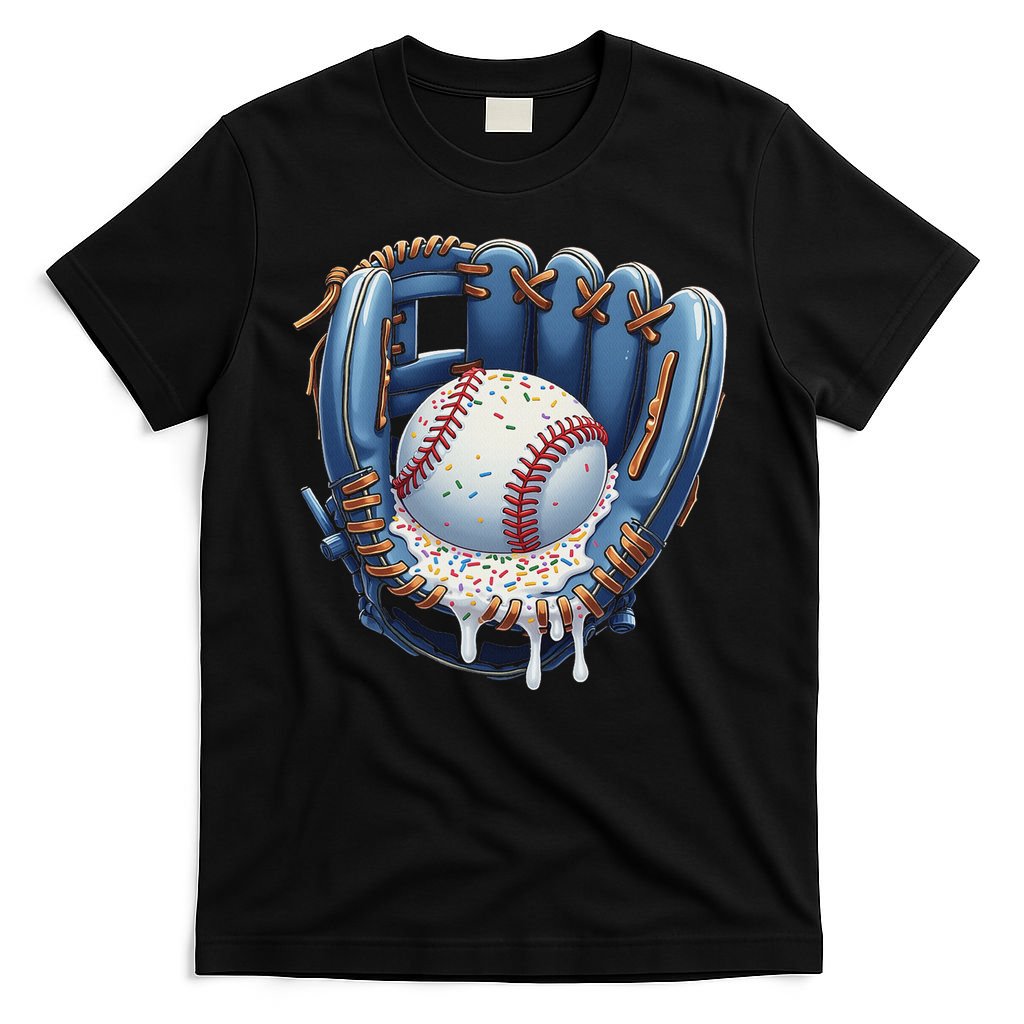 Baseball Drip Glove Ice Cream Drip Sports T-Shirt