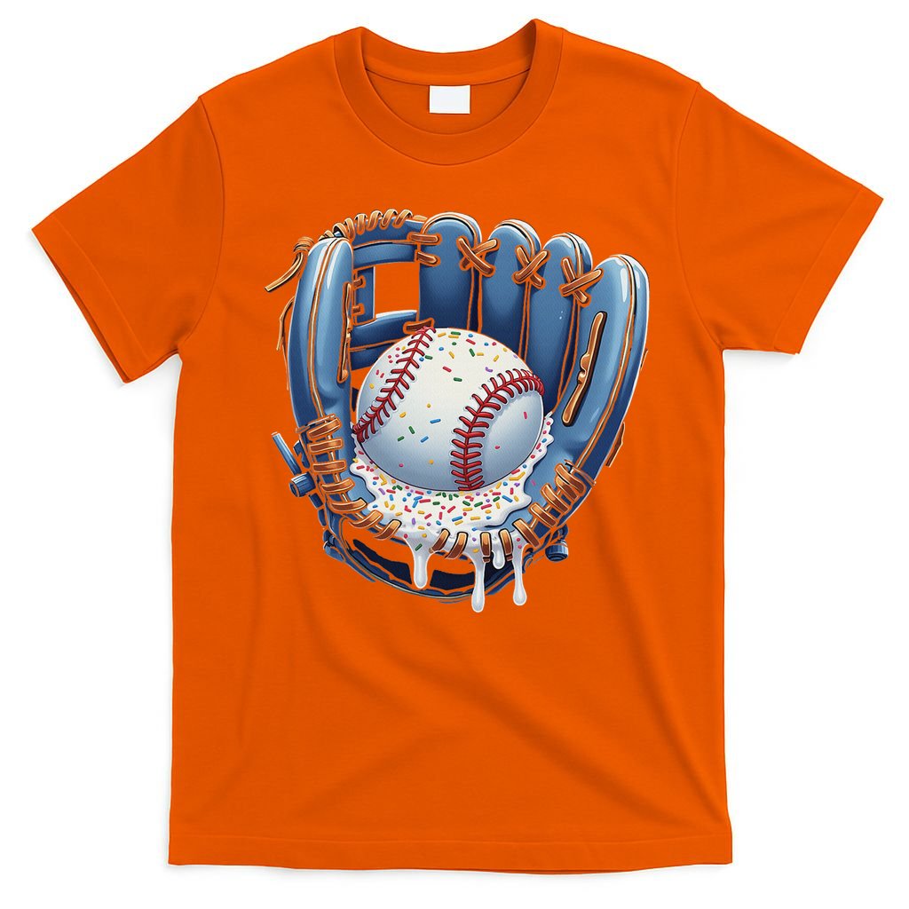 Baseball Drip Glove Ice Cream Drip Sports T-Shirt