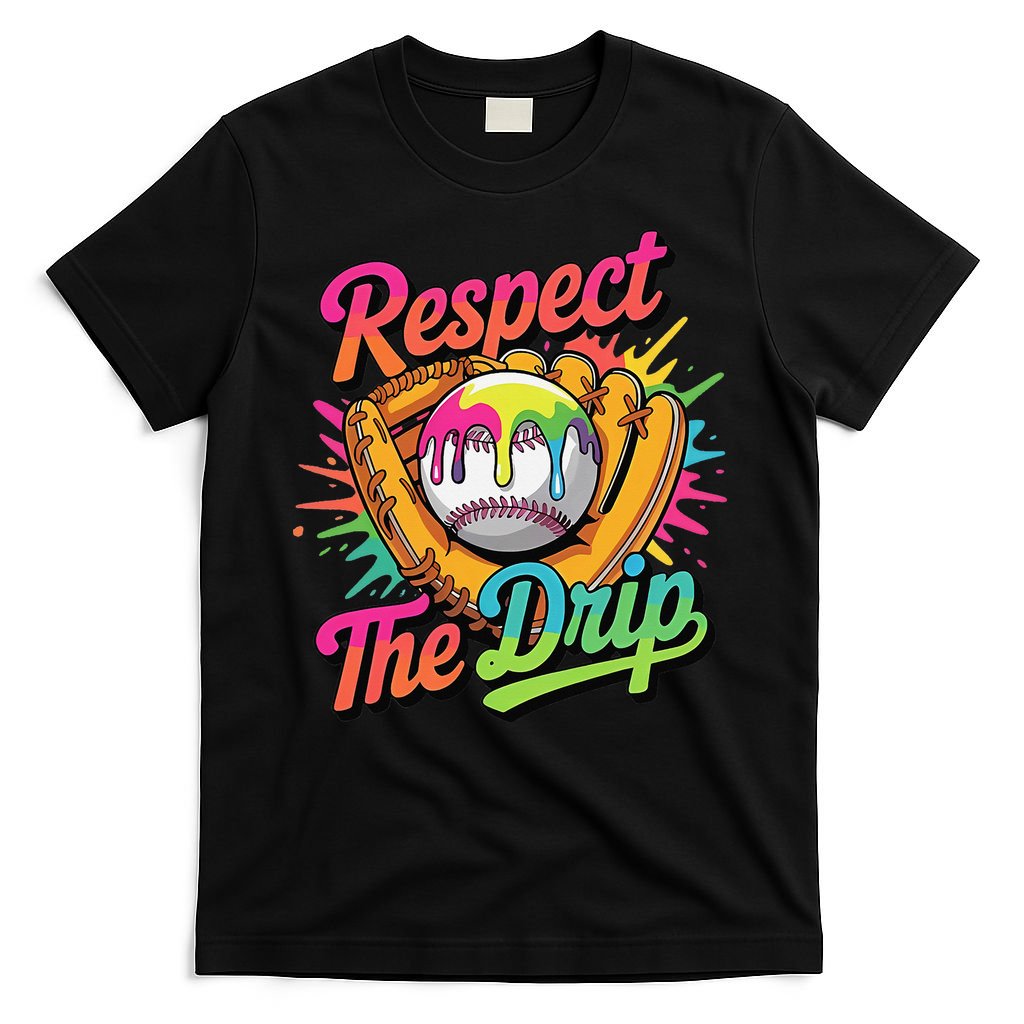 Baseball Drip Home Plate Ice Cream Respect The Drip T-Shirt