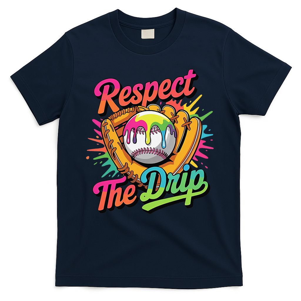 Baseball Drip Home Plate Ice Cream Respect The Drip T-Shirt