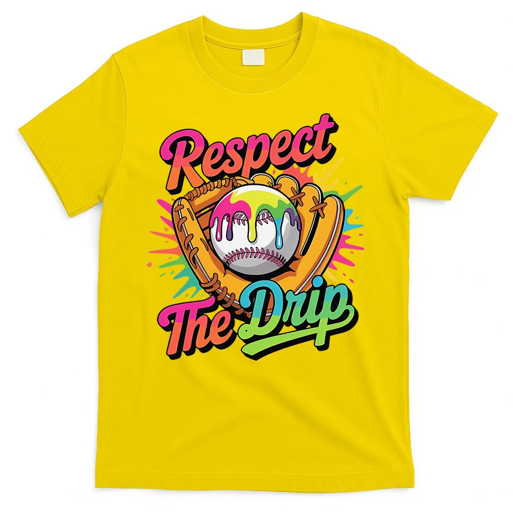 Baseball Drip Home Plate Ice Cream Respect The Drip T-Shirt