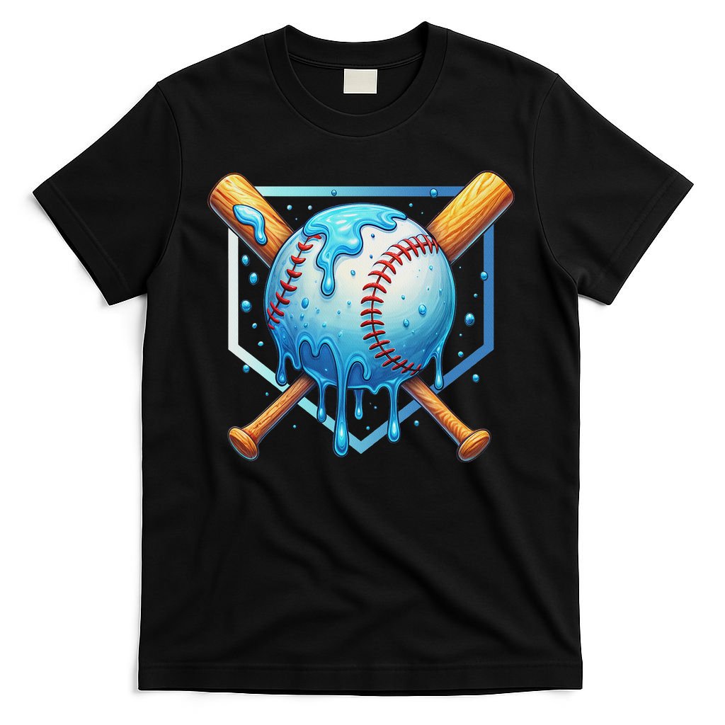 Baseball Dripping Ice Cream Drip Baseball T-Shirt