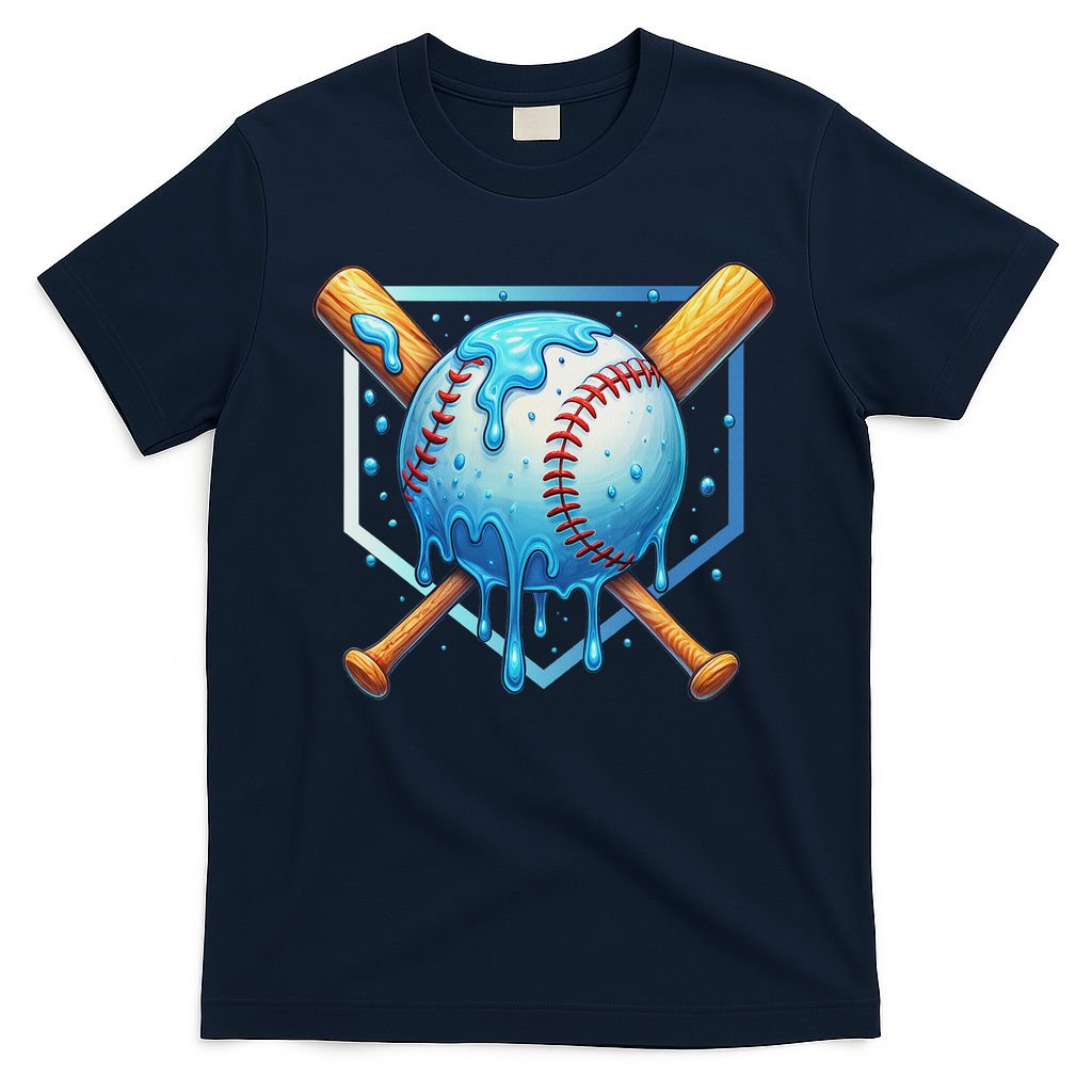 Baseball Dripping Ice Cream Drip Baseball T-Shirt
