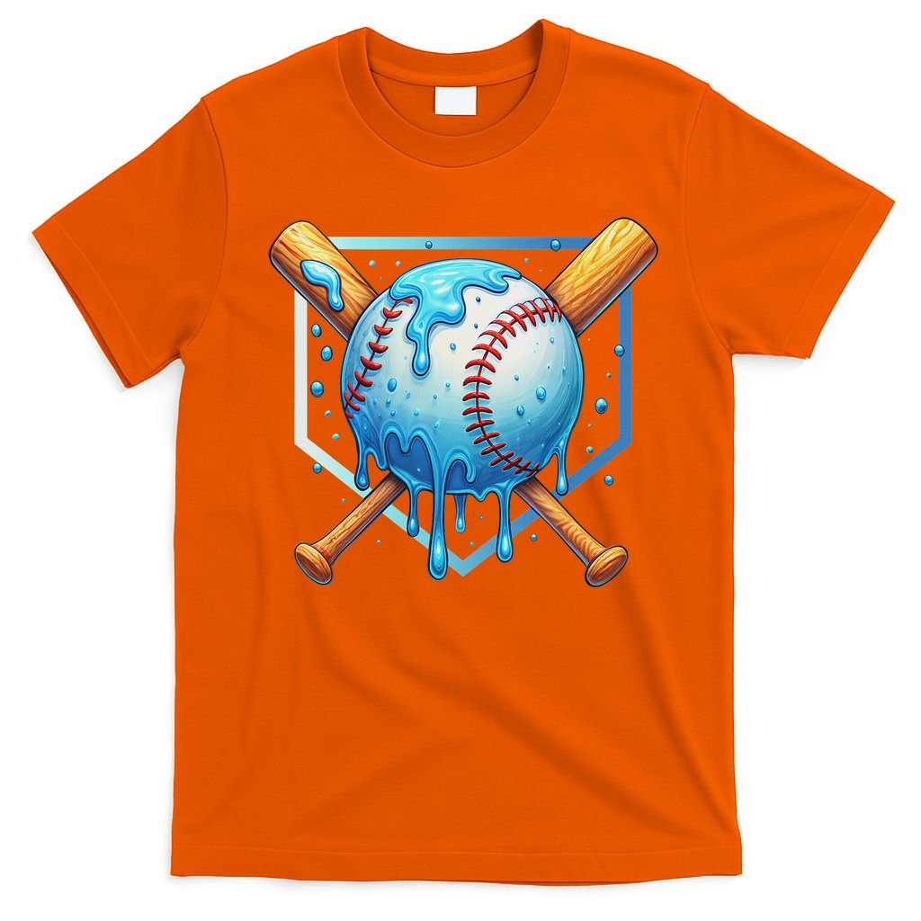 Baseball Dripping Ice Cream Drip Baseball T-Shirt