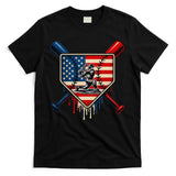 Baseball Drip Ice Cream Patriotic American Flag T-Shirt