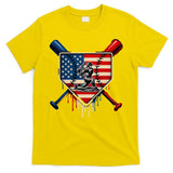 Baseball Drip Ice Cream Patriotic American Flag T-Shirt
