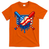 Baseball Drip Patriotic American Flag USA T-Shirt