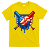 Baseball Drip Patriotic American Flag USA T-Shirt