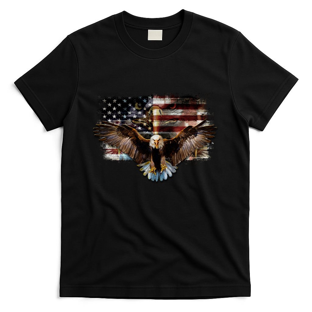 Bald Eagle 4th Of July American Usa Flag Eagle Patriotic T-Shirt