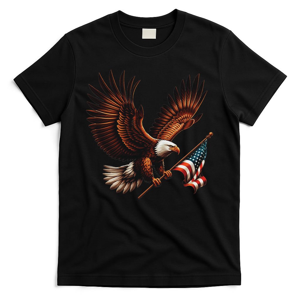 Bald Eagle American Flag 4th Of July Patriotic Man Woman T-Shirt
