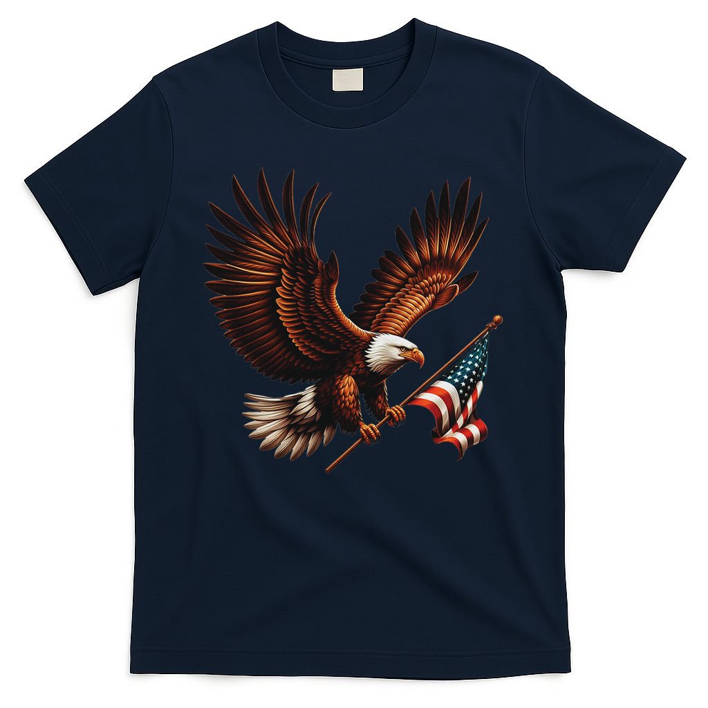 Bald Eagle American Flag 4th Of July Patriotic Man Woman T-Shirt