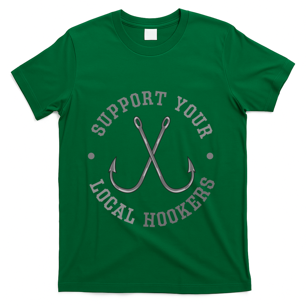 Funny Fishing Fisher Dad Gift Support Your Local Hookers Great Gift T-Shirt